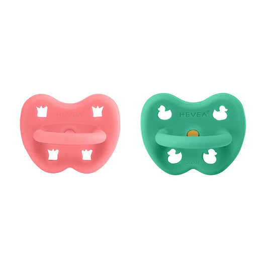 Tulip Pink & Pop of Green Orthodontic Pacifier 2 Pack (3-36 Months) Hevea Lil Tulips