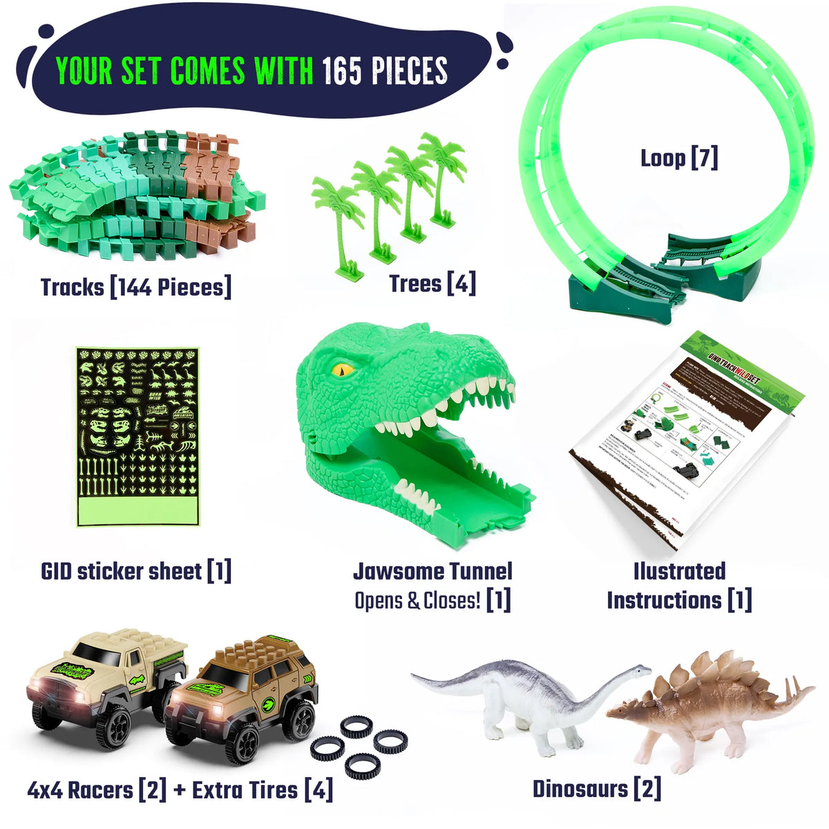 Ultimate Glows Dino Race Track JitteryGit Lil Tulips