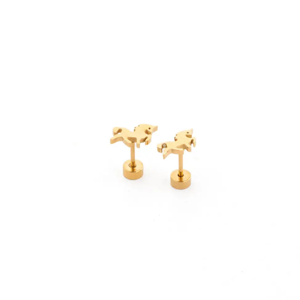 Unicorn Flat Back Earrings Pip Pop Post Lil Tulips