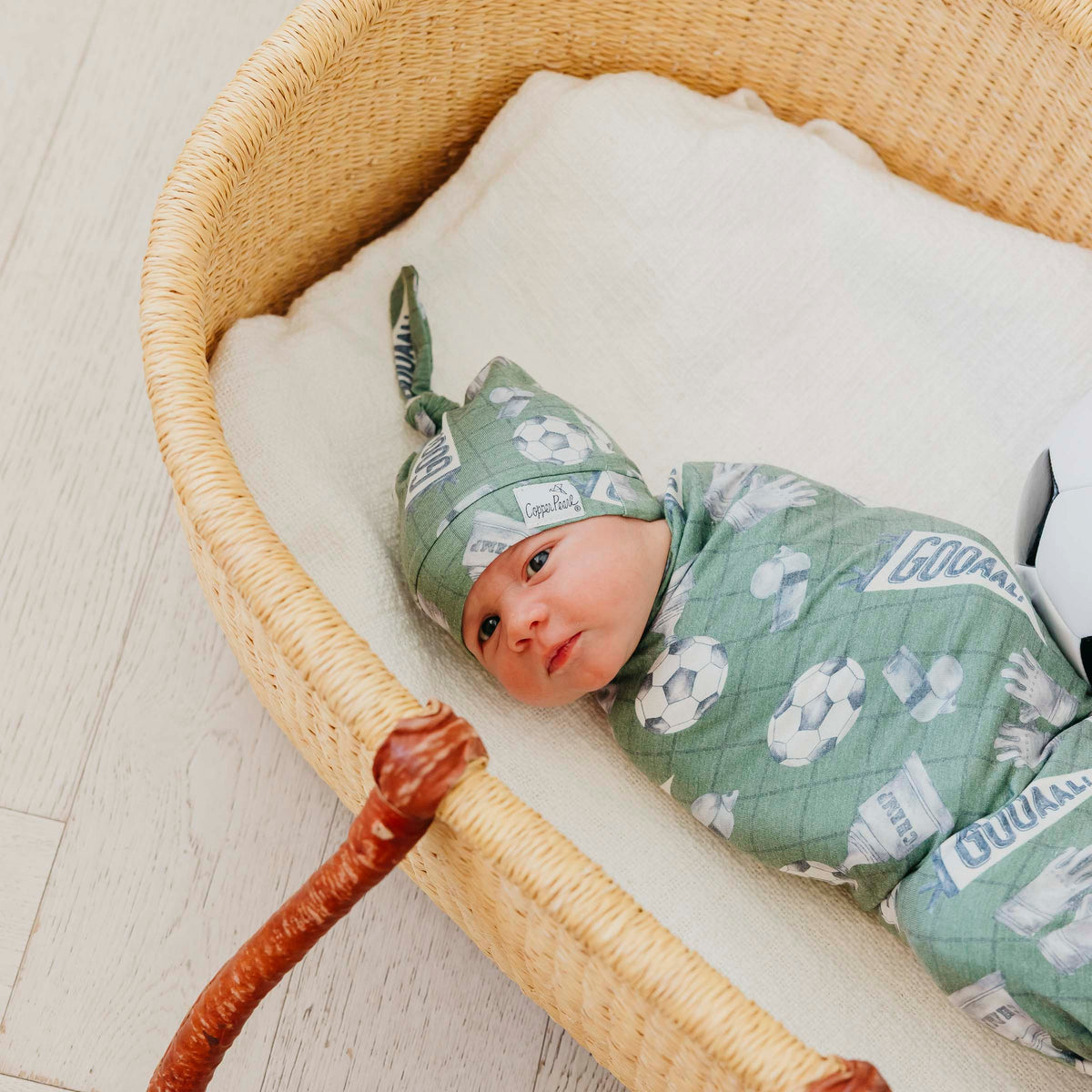 Copper Pearl Knit Swaddle Blanket - Kick Off, additional view 1