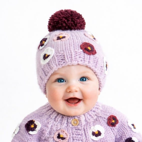 Pansy Lilac Beanie Hat for Baby & Kids