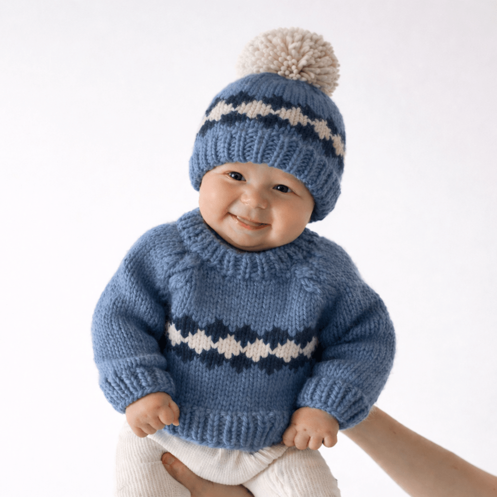 Geo Slate Blue Beanie Hat for Baby & Kids