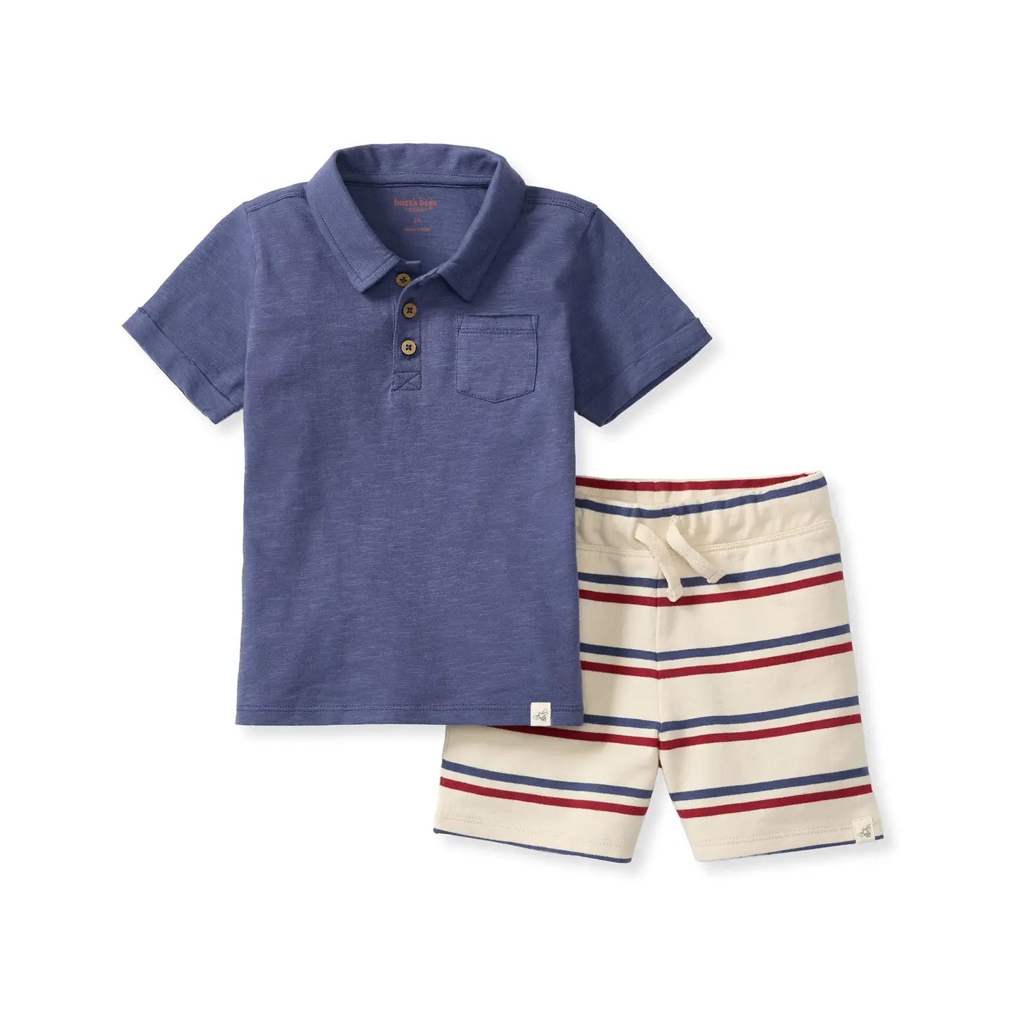 USA Stripe Polo Shirt & Shorts Set Burt's Bees Baby Lil Tulips