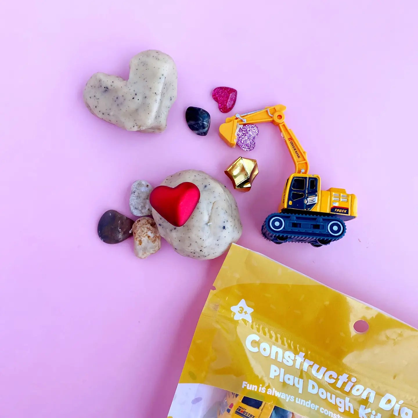 Valentines "I Dig You" Construction Sensory Play Dough Kit Earth Grown KidDoughs Lil Tulips