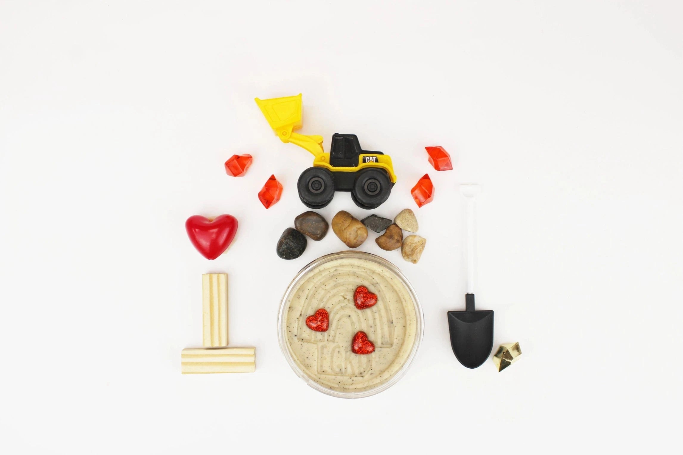 Valentines "I Dig You" Construction Sensory Play Dough Kit Earth Grown KidDoughs Lil Tulips