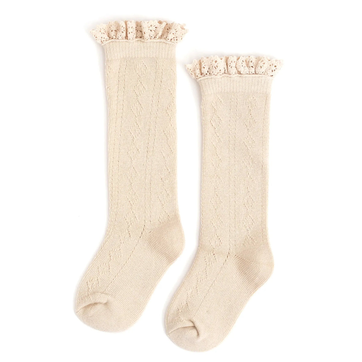 Vanilla Fancy Lace Top Knee High Socks Little Stocking Company Lil Tulips