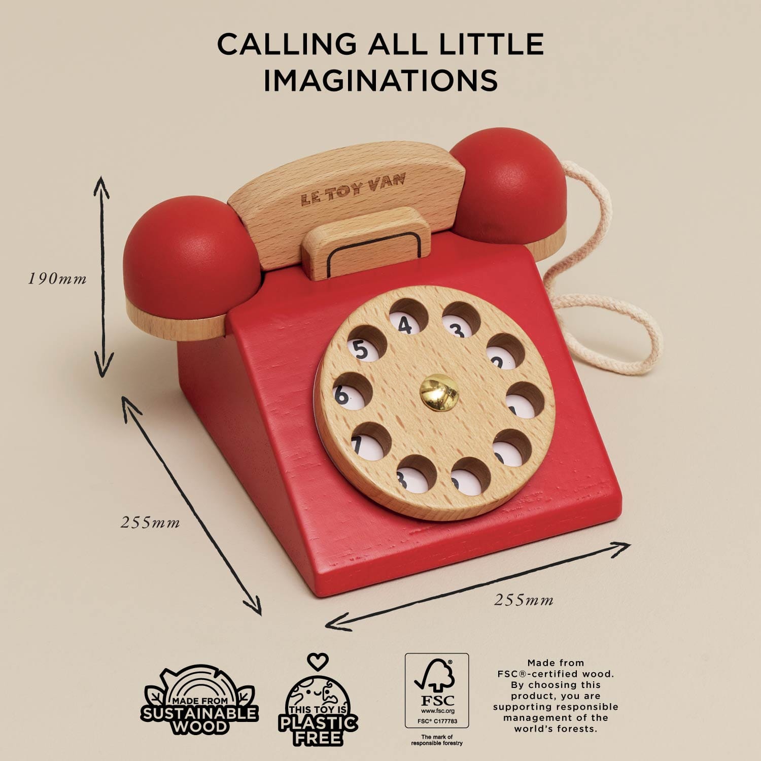 Vintage Wooden Phone Le Toy Van Lil Tulips