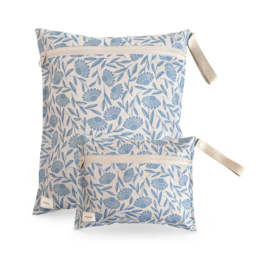 Water Resistant Wet Bag (Blue Flowers) Mushie Lil Tulips