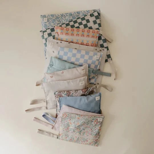 Water Resistant Wet Bag (Olive Check) Mushie Lil Tulips