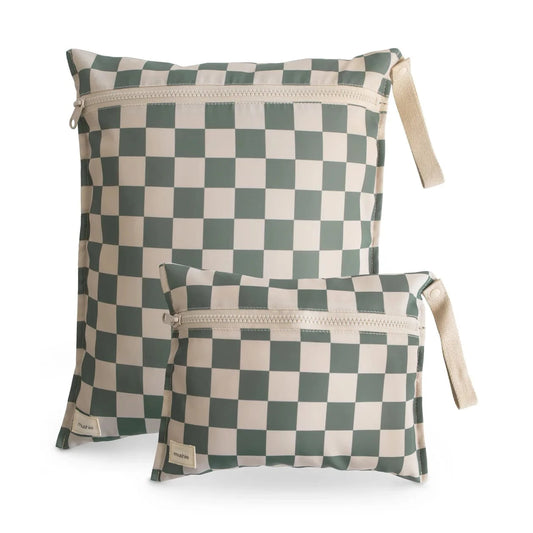 Water Resistant Wet Bag (Olive Check) Mushie Lil Tulips