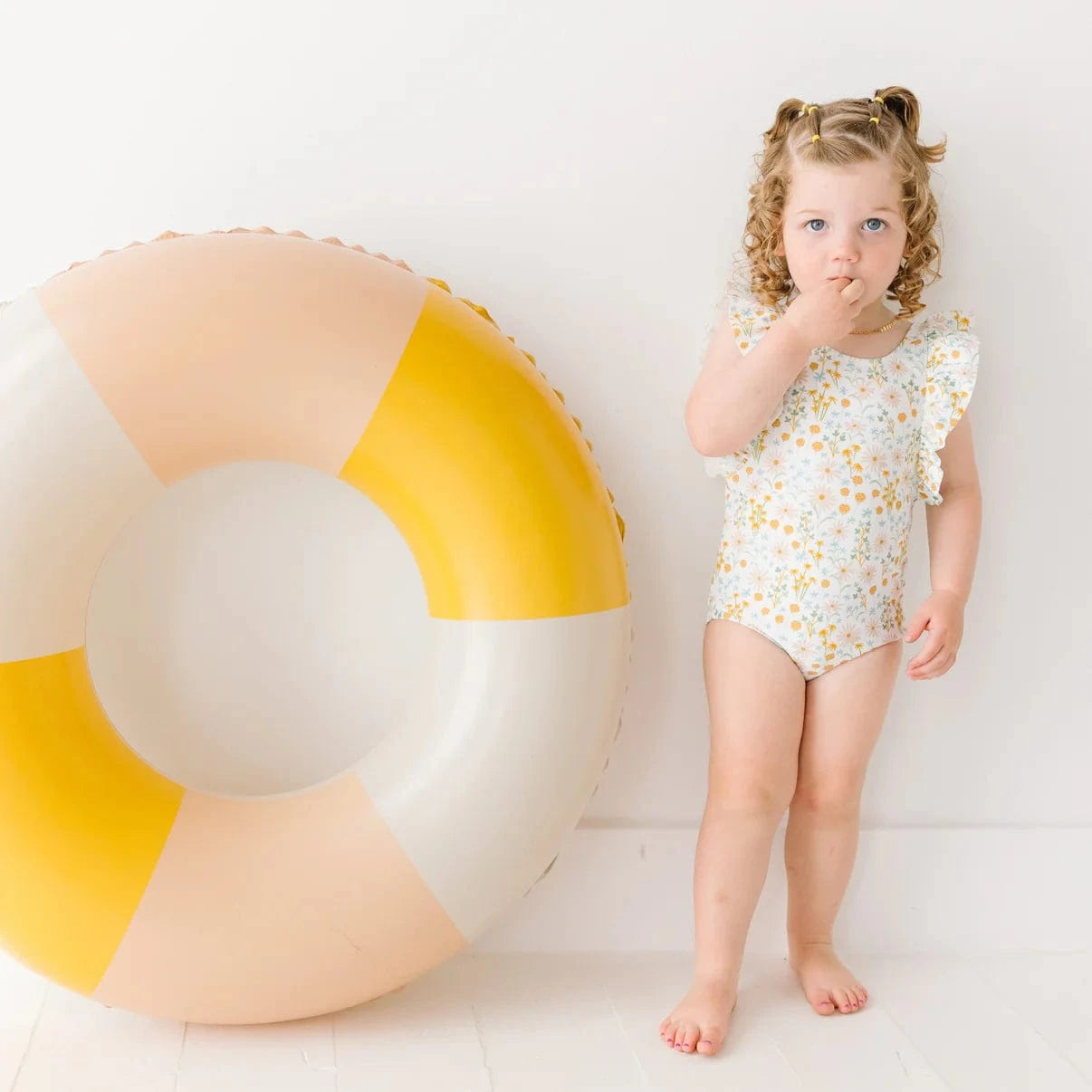 Whimsical Floral Ruffle Sleeves One-Piece Bathing Suit Brave Little Ones Lil Tulips