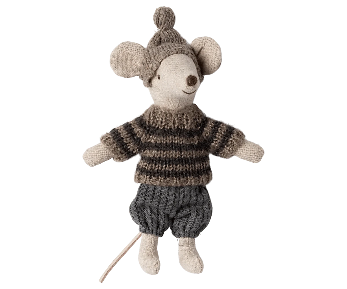 Winter mouse with ski set, Big brother - Grey Maileg Lil Tulips