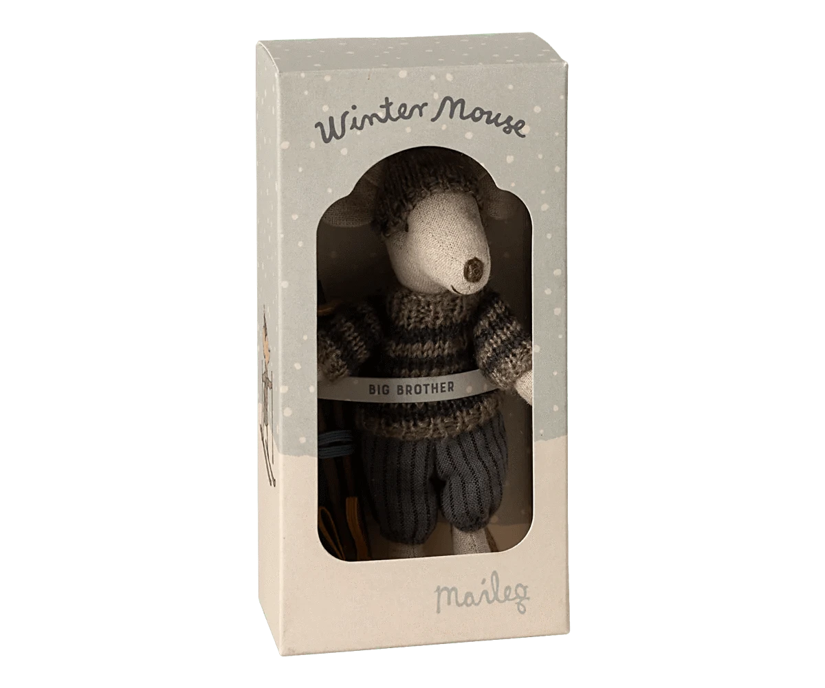 Winter mouse with ski set, Big brother - Grey Maileg Lil Tulips