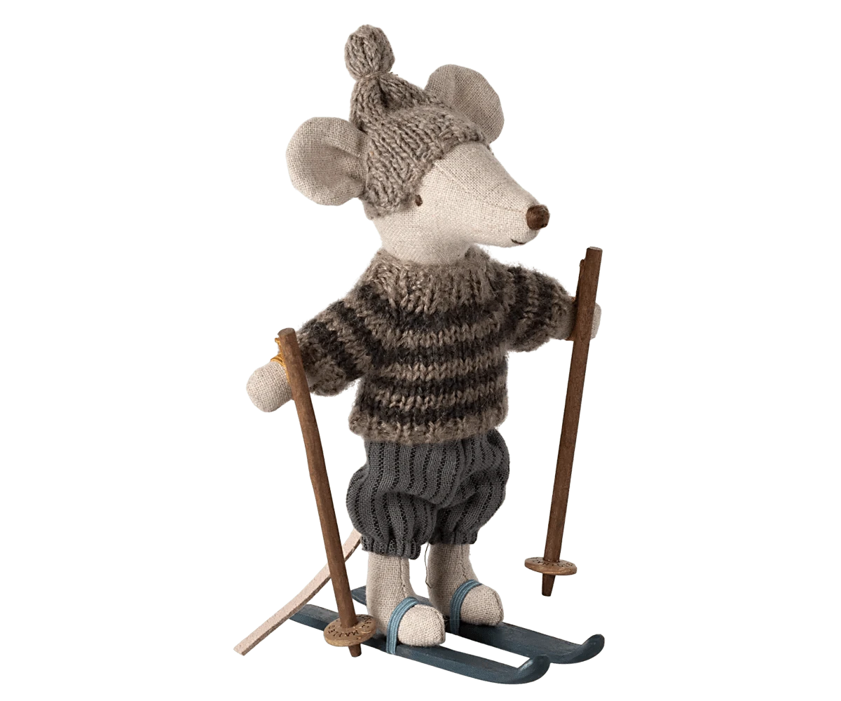 Winter mouse with ski set, Big brother - Grey Maileg Lil Tulips