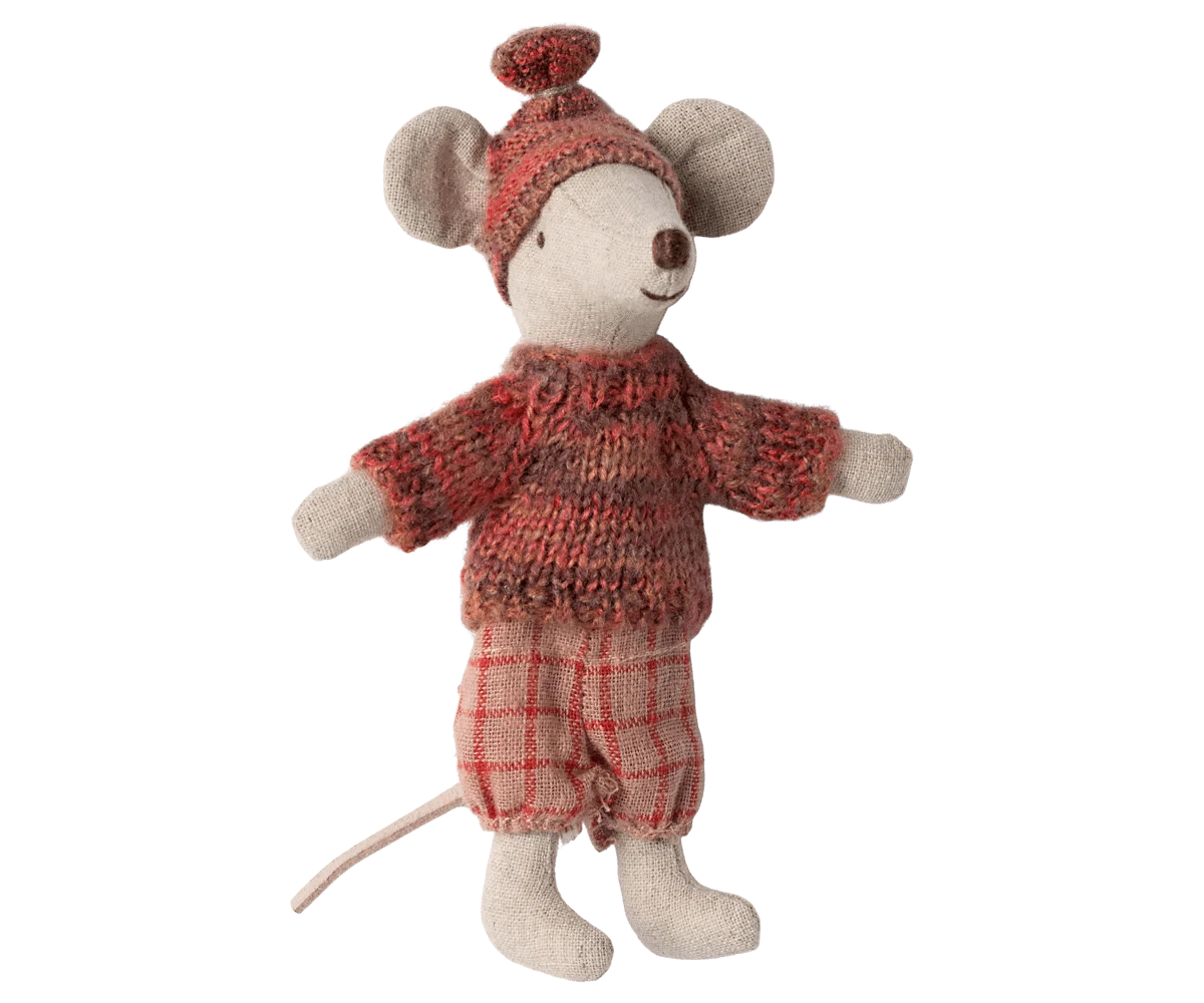 Winter mouse with ski set, Big sister - Rose Maileg Lil Tulips