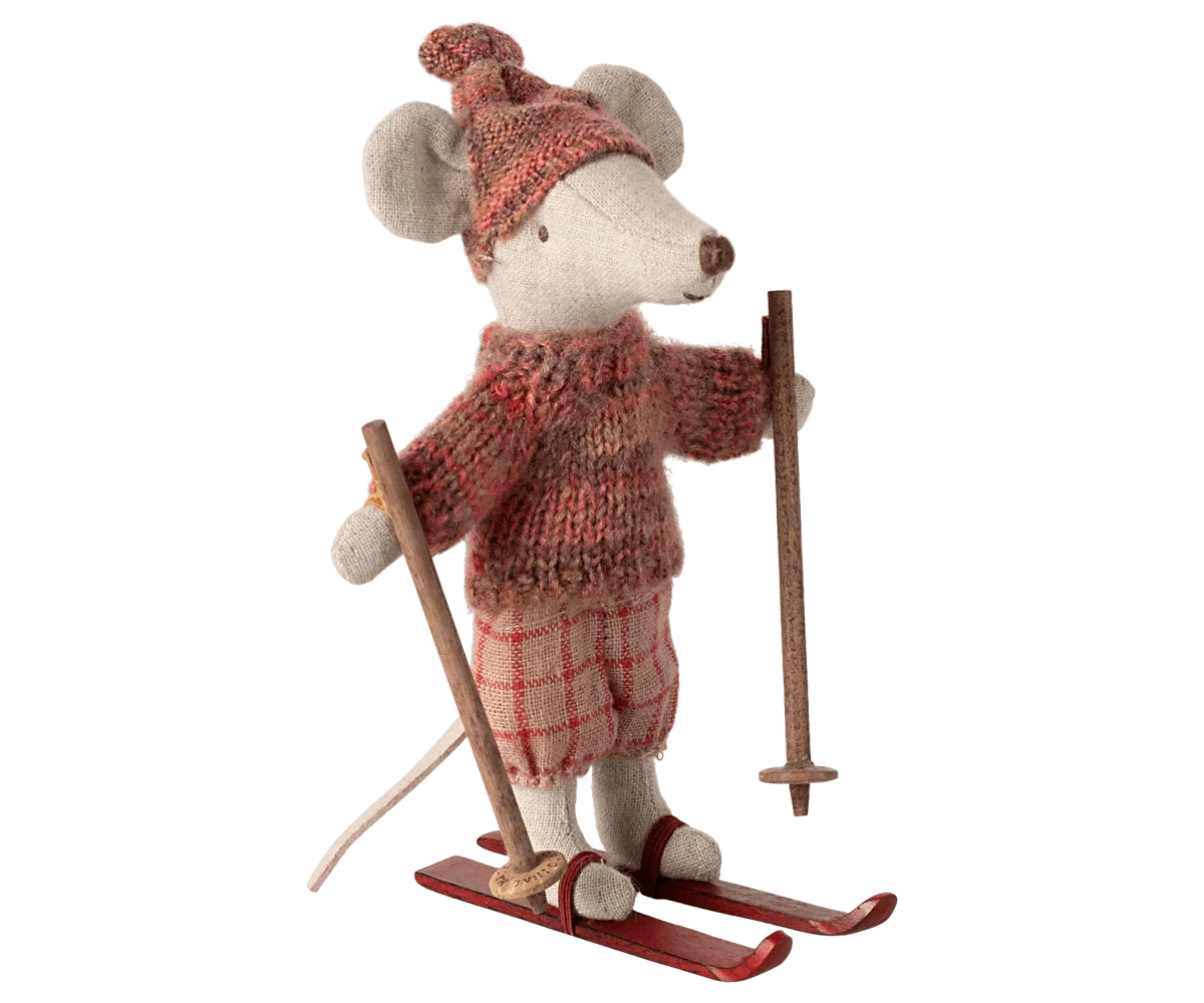 Winter mouse with ski set, Big sister - Rose Maileg Lil Tulips