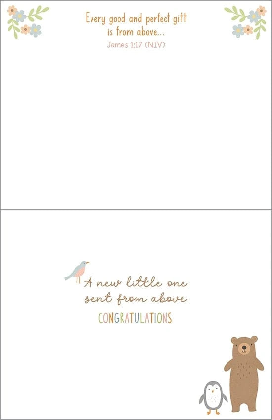 With Scripture Baby Greeting Card - Animal Hello Gina B Designs Lil Tulips