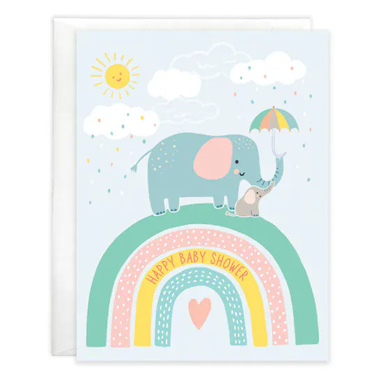 With Scripture Baby Greeting Card - Elephant On Rainbow Gina B Designs Lil Tulips