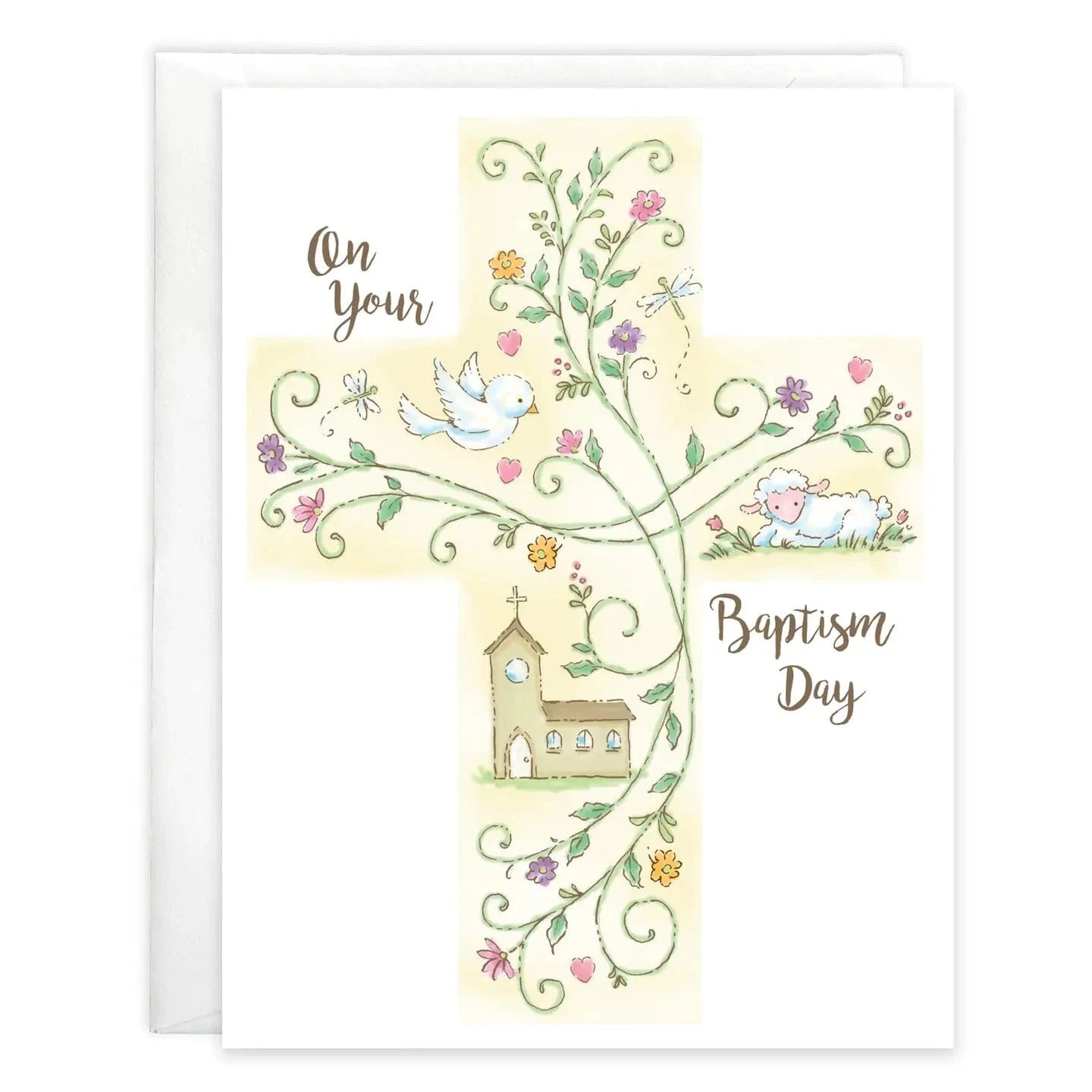 With Scripture Religious Greeting Card - Baptism Cross Gina B Designs Lil Tulips