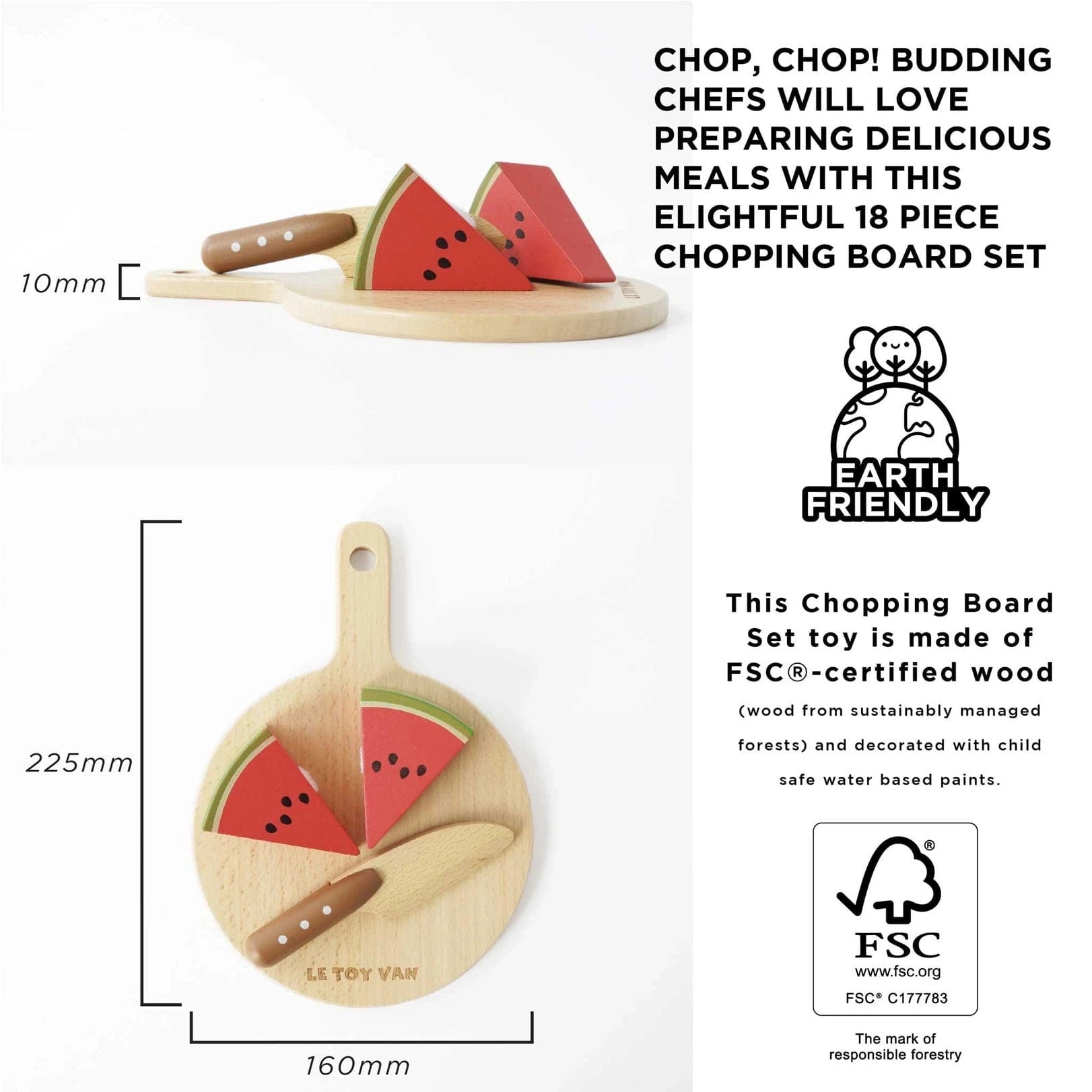 Wooden Chopping Board & Sliceable Play Food Le Toy Van Lil Tulips