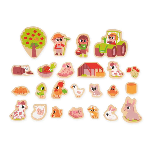 Wooden Farm Magnets Set Janod Lil Tulips