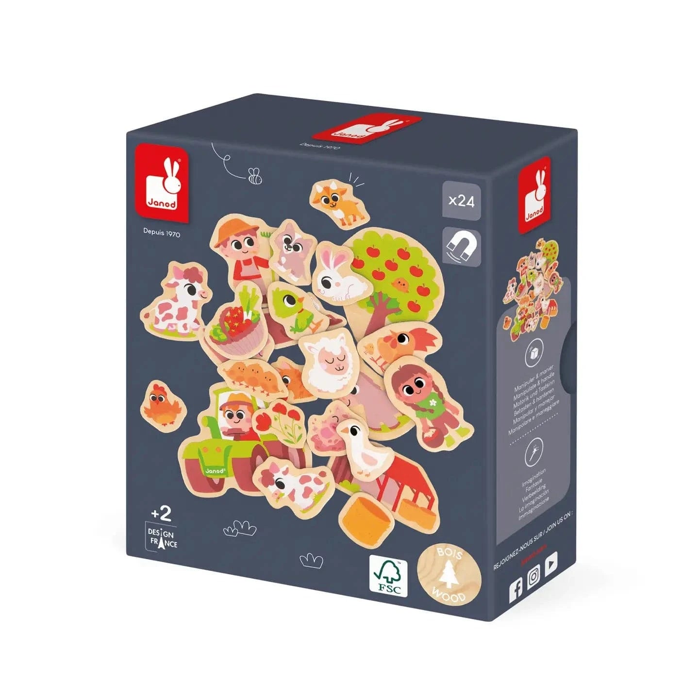 Wooden Farm Magnets Set Janod Lil Tulips