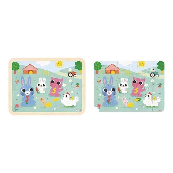 Wooden Farm Spot-The-Difference Puzzle Janod Lil Tulips