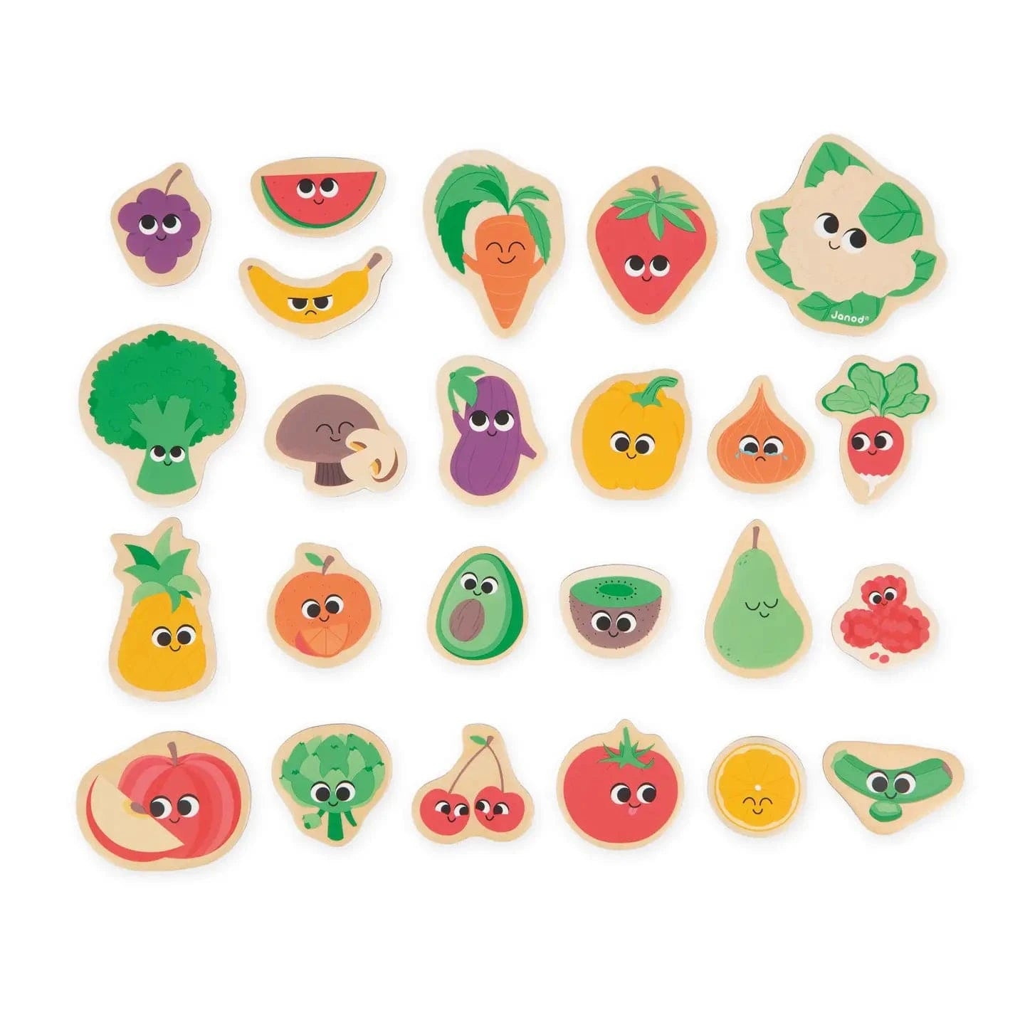 Wooden Fruit and Veggies Magnets Set Janod Lil Tulips