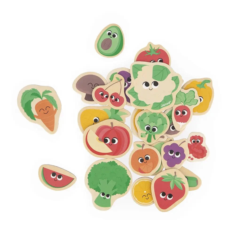 Wooden Fruit and Veggies Magnets Set Janod Lil Tulips