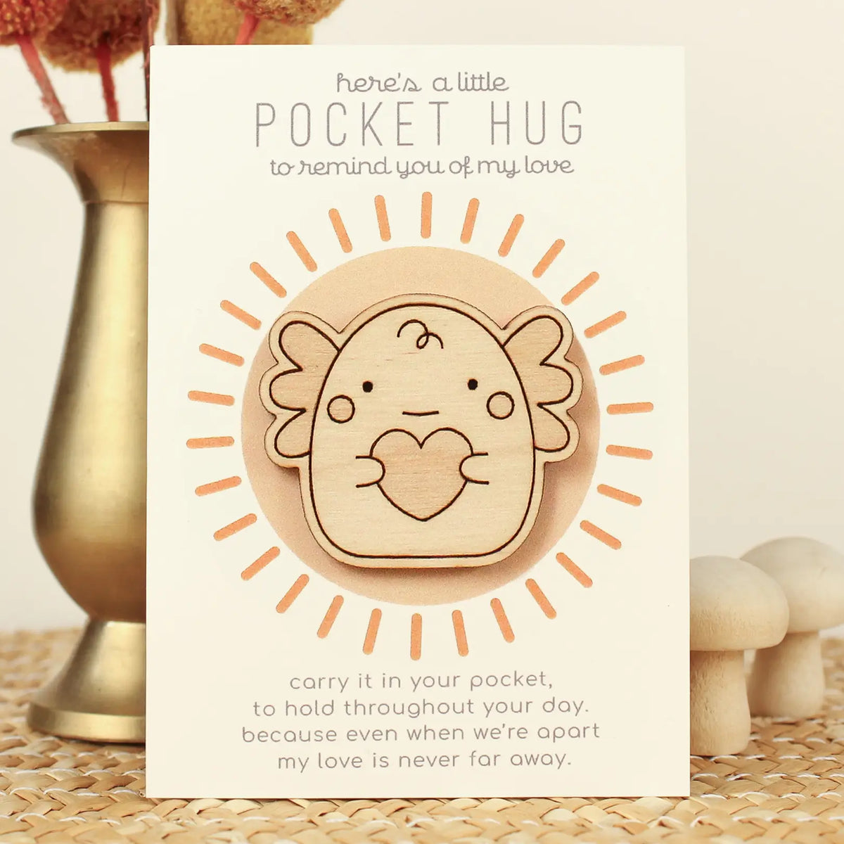 Wooden Pocket Hug – Axolotl oh, little wren Lil Tulips
