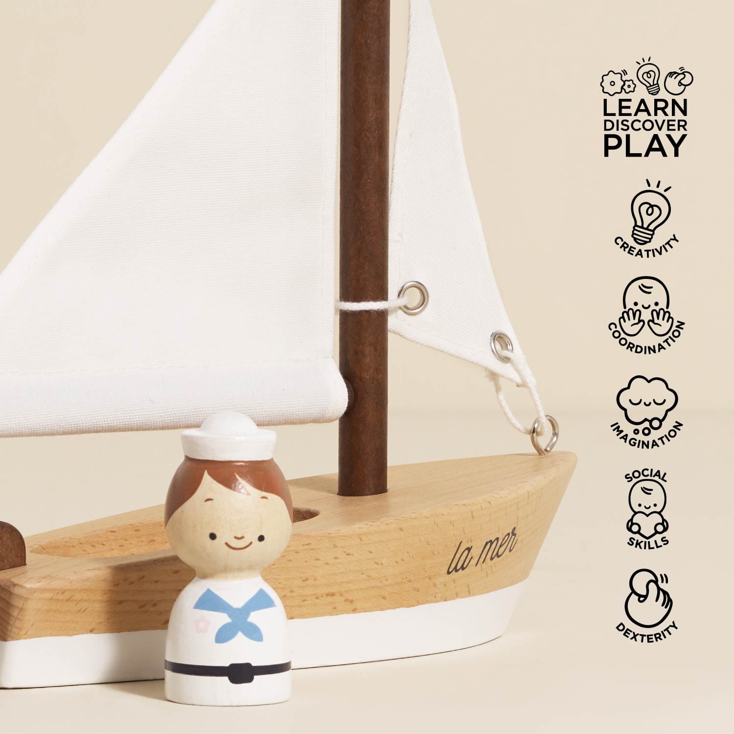 Wooden Sailing Boat & Captain Le Toy Van Lil Tulips