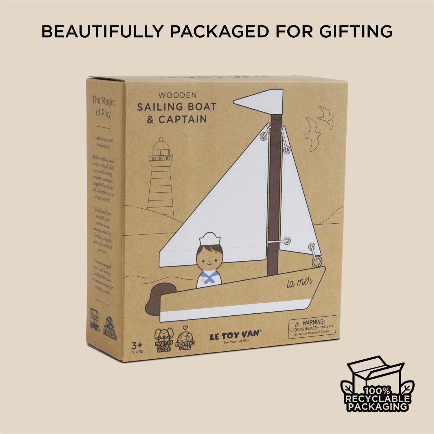 Wooden Sailing Boat & Captain Le Toy Van Lil Tulips