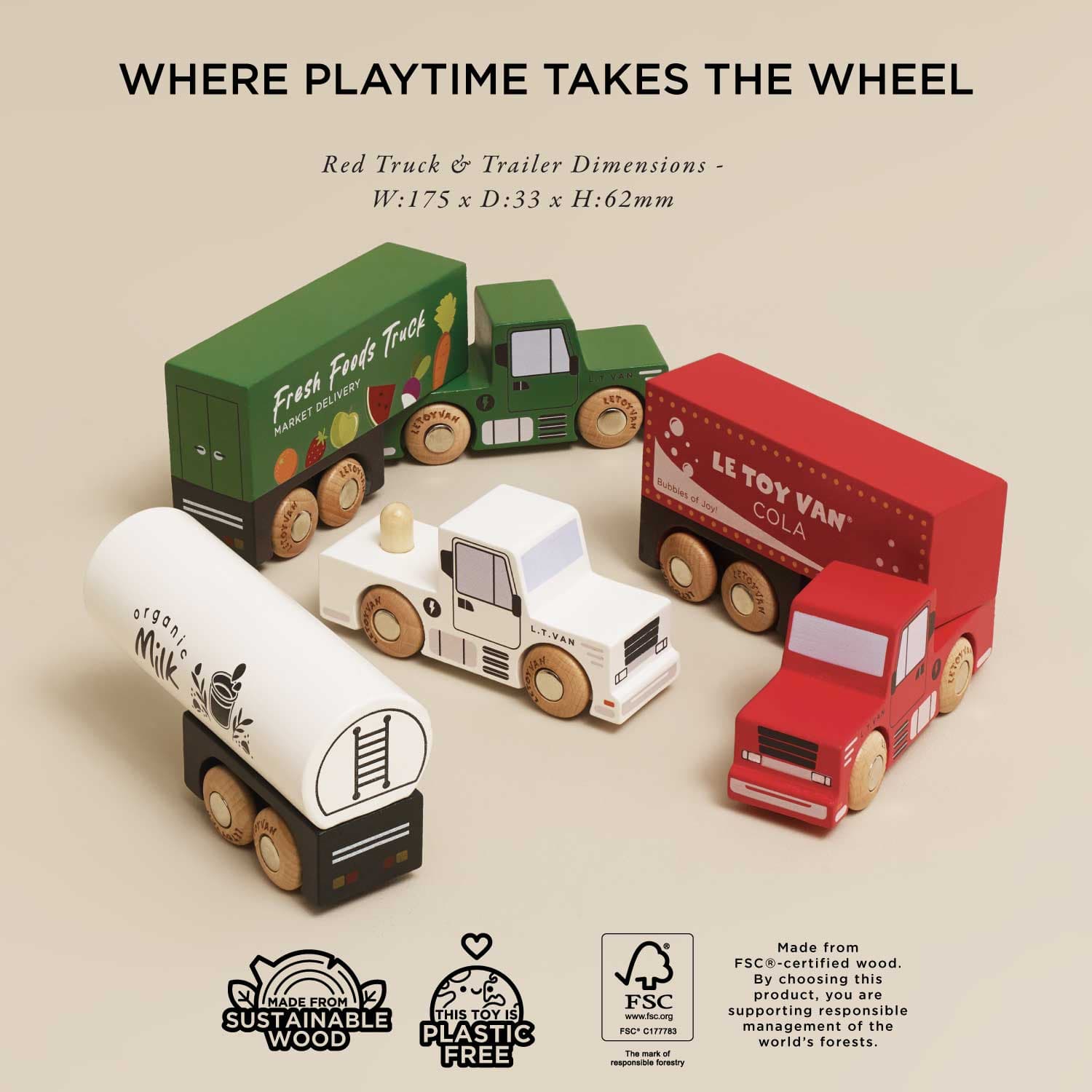 Wooden Trailer Truck Set Le Toy Van Lil Tulips