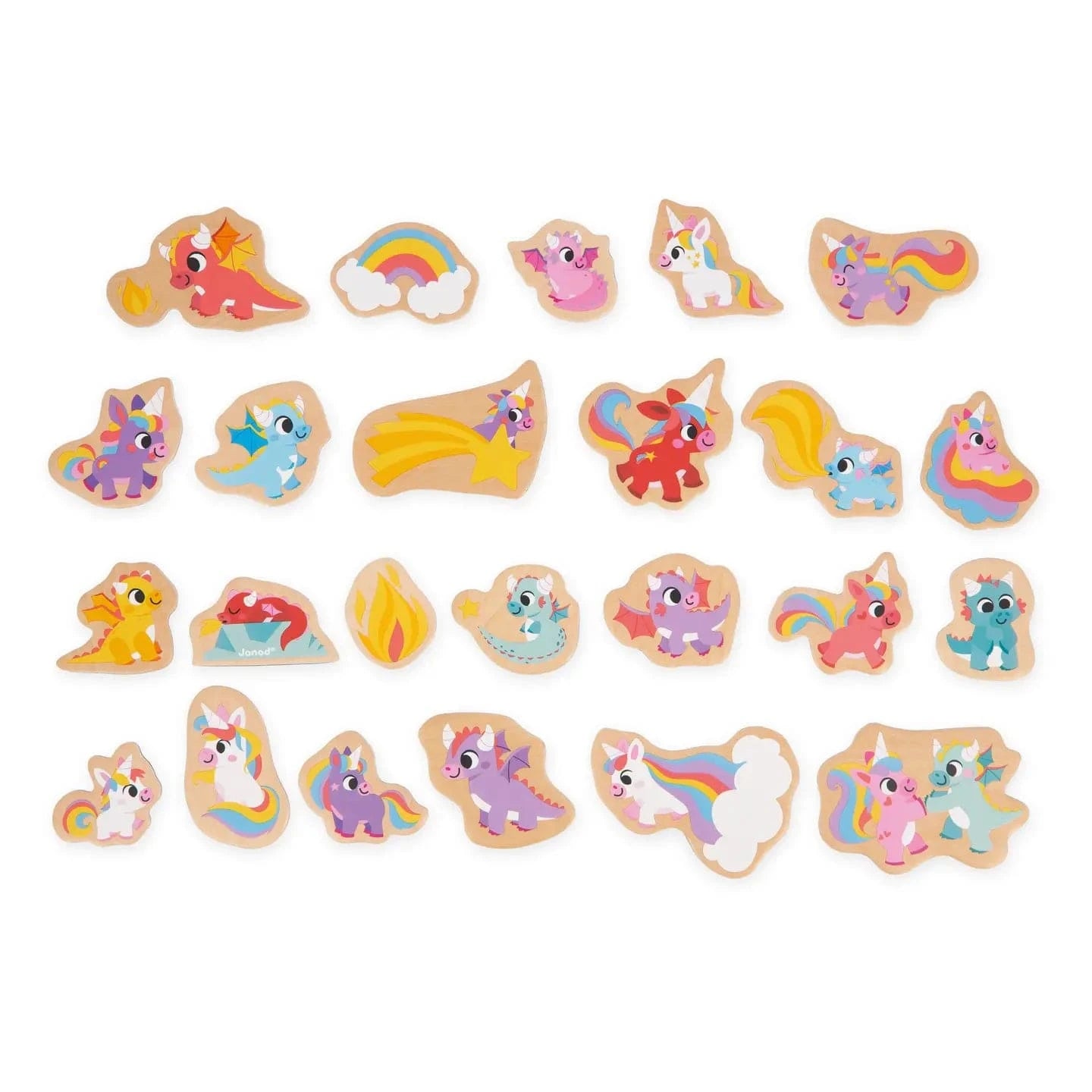 Wooden Unicorns & Dragons Magnets Set Janod Lil Tulips