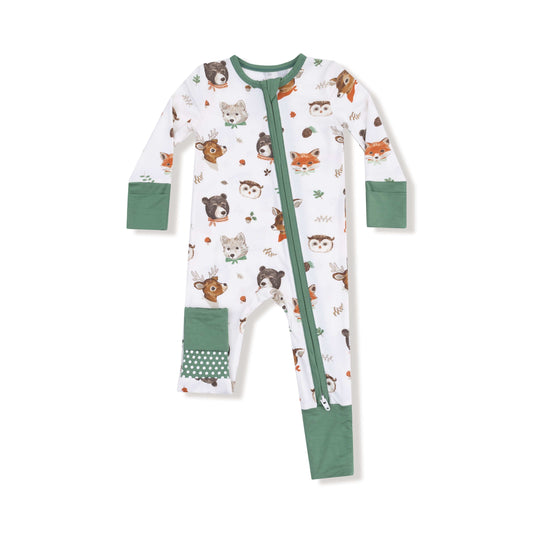 Woodland Animal Faces - 2 Way Zipper Romper Angel Dear Lil Tulips