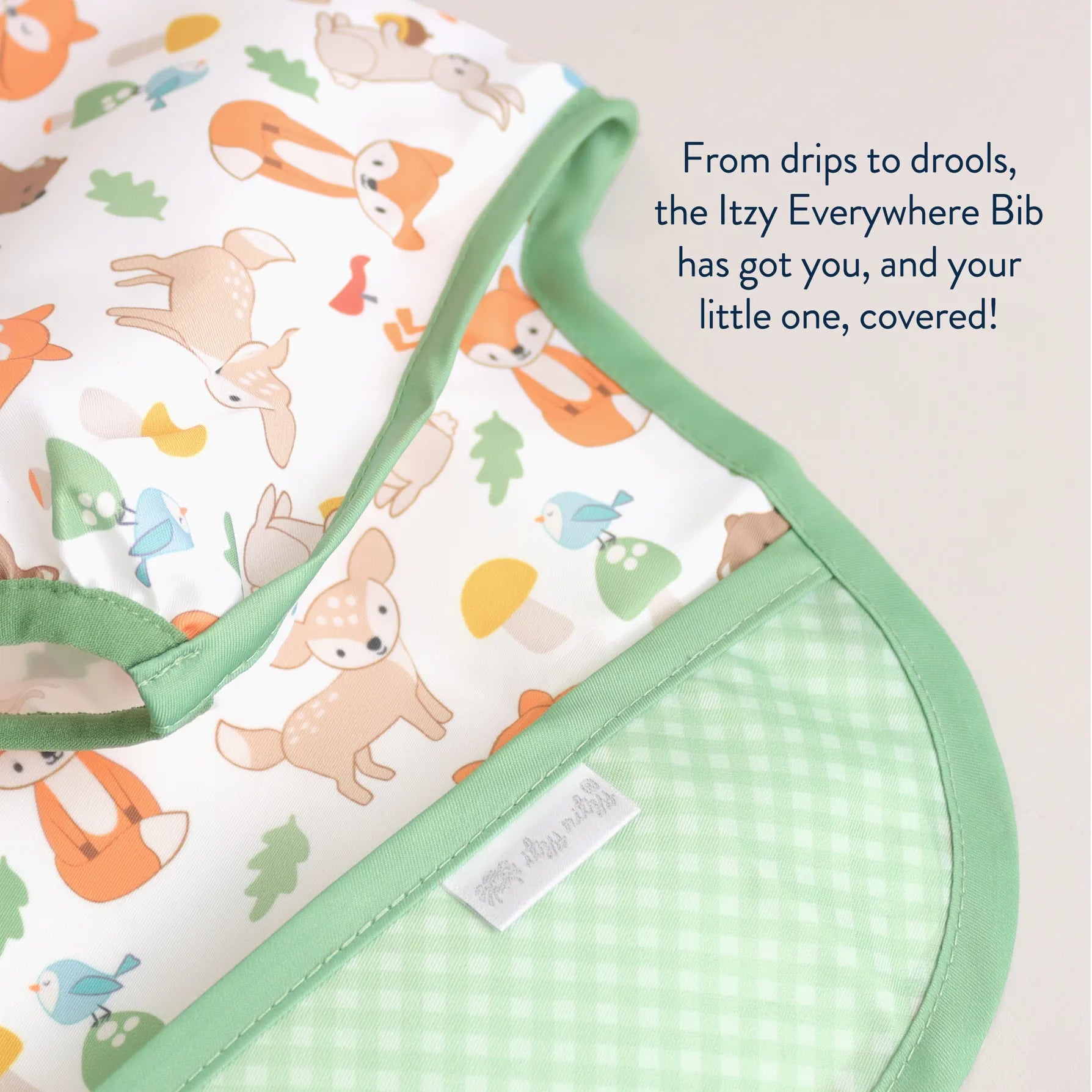 Woodland Itzy Everywhere Bib™ - Long Sleeve Water-Resistant Bib Itzy Ritzy Lil Tulips