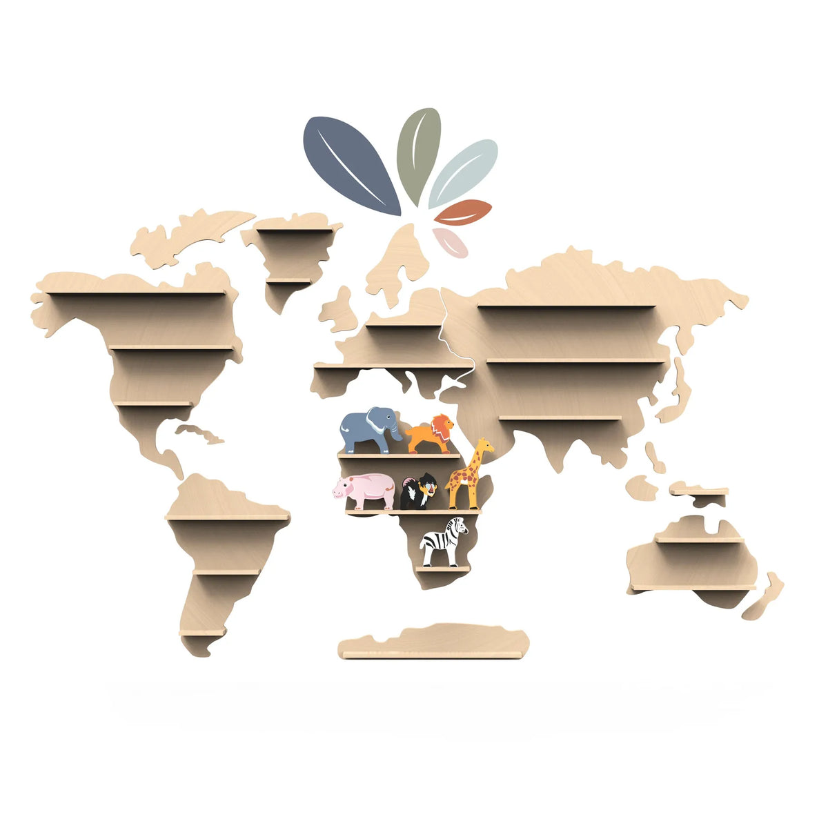 World Map Animal Shelf (Including A Starter Set with 6 Animals) Speedy Monkey Lil Tulips