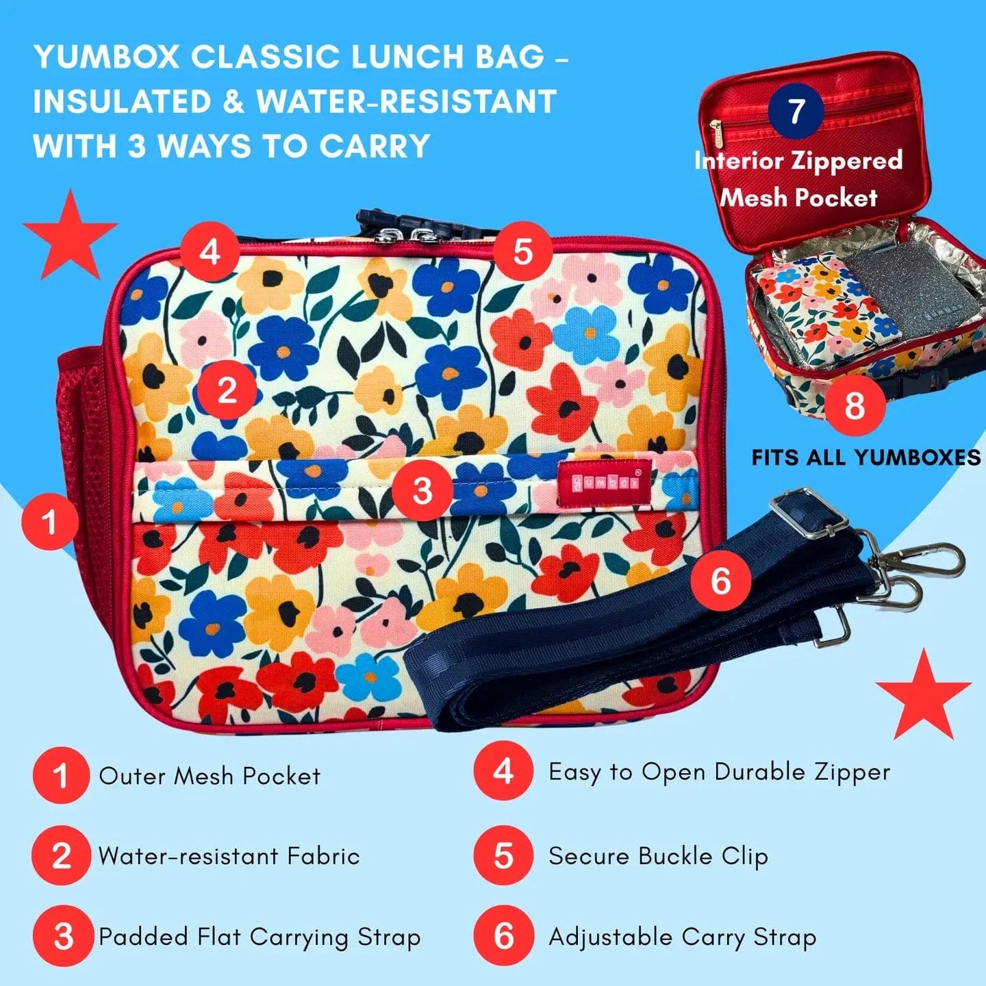 Yumbox Classic Insulated Lunch Bag – Poppy Flowers Yumbox Lil Tulips