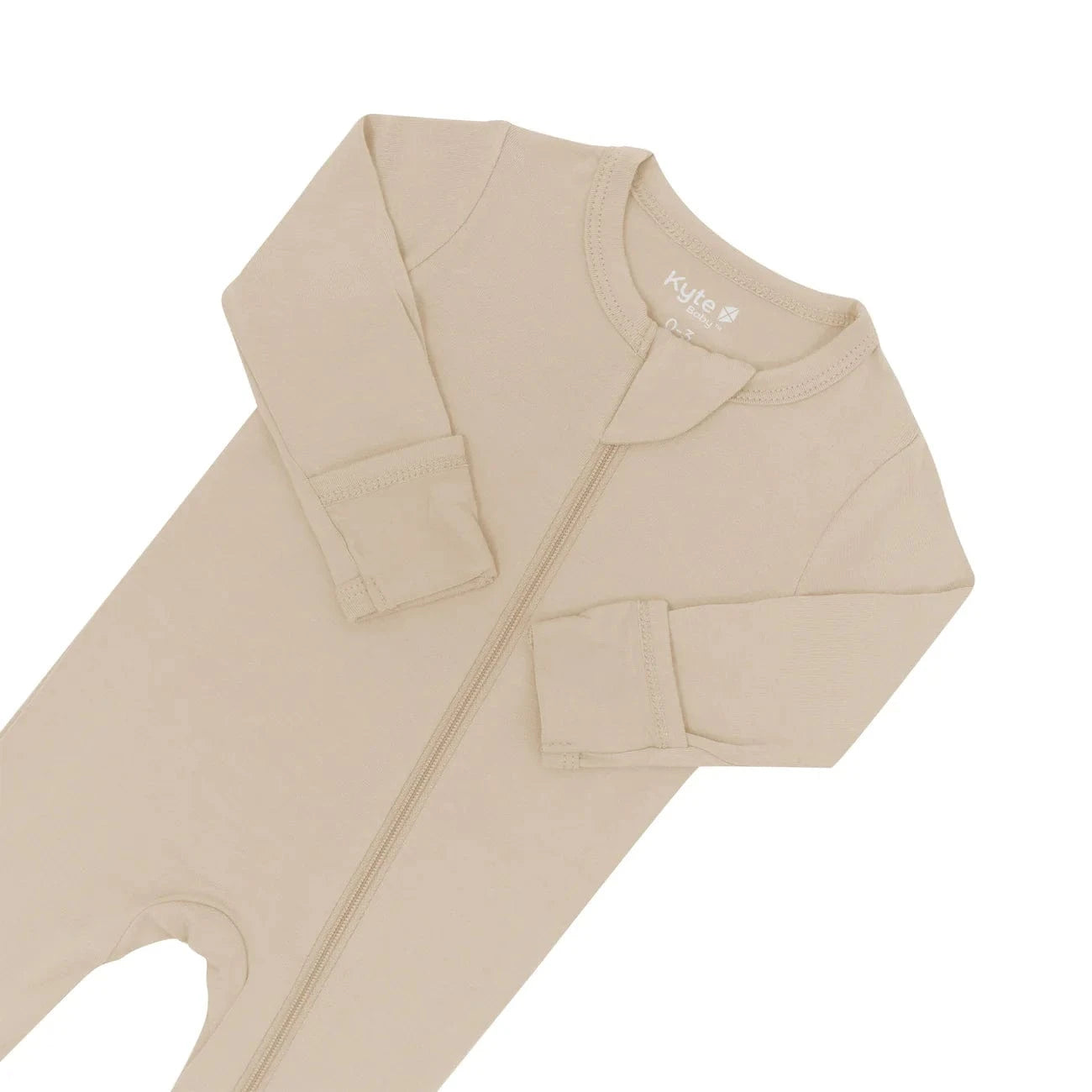 Zippered Footie in Almond Kyte Baby Lil Tulips