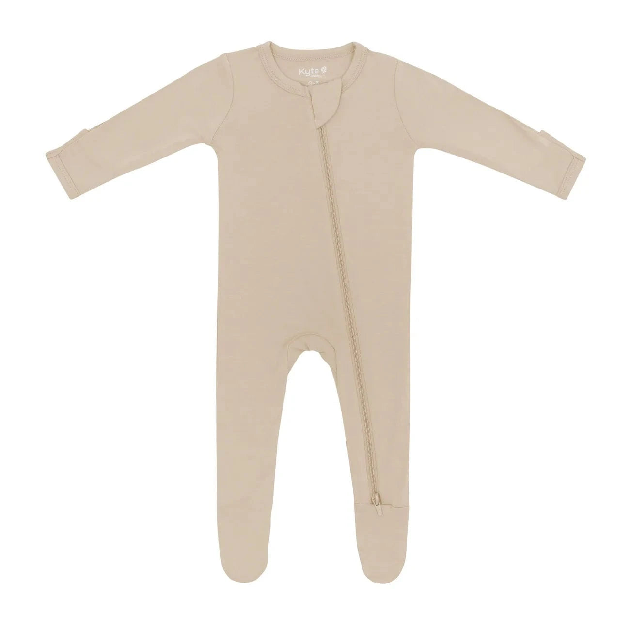 Zippered Footie in Almond Kyte Baby Lil Tulips