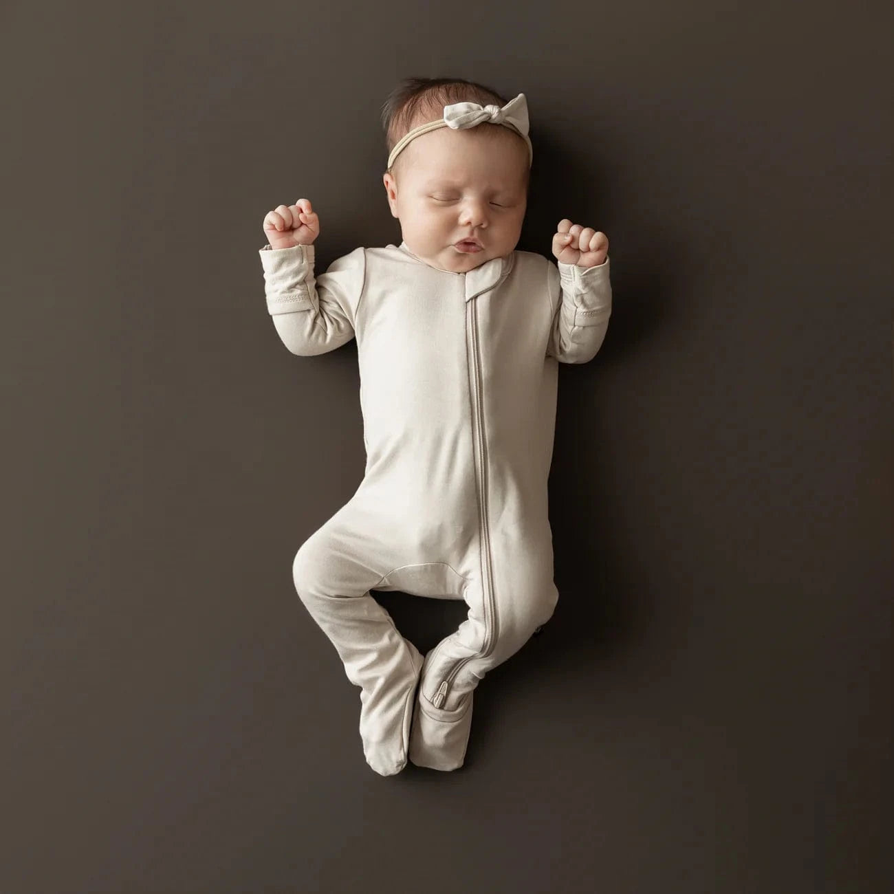 Zippered Footie in Bisque Kyte Baby Lil Tulips