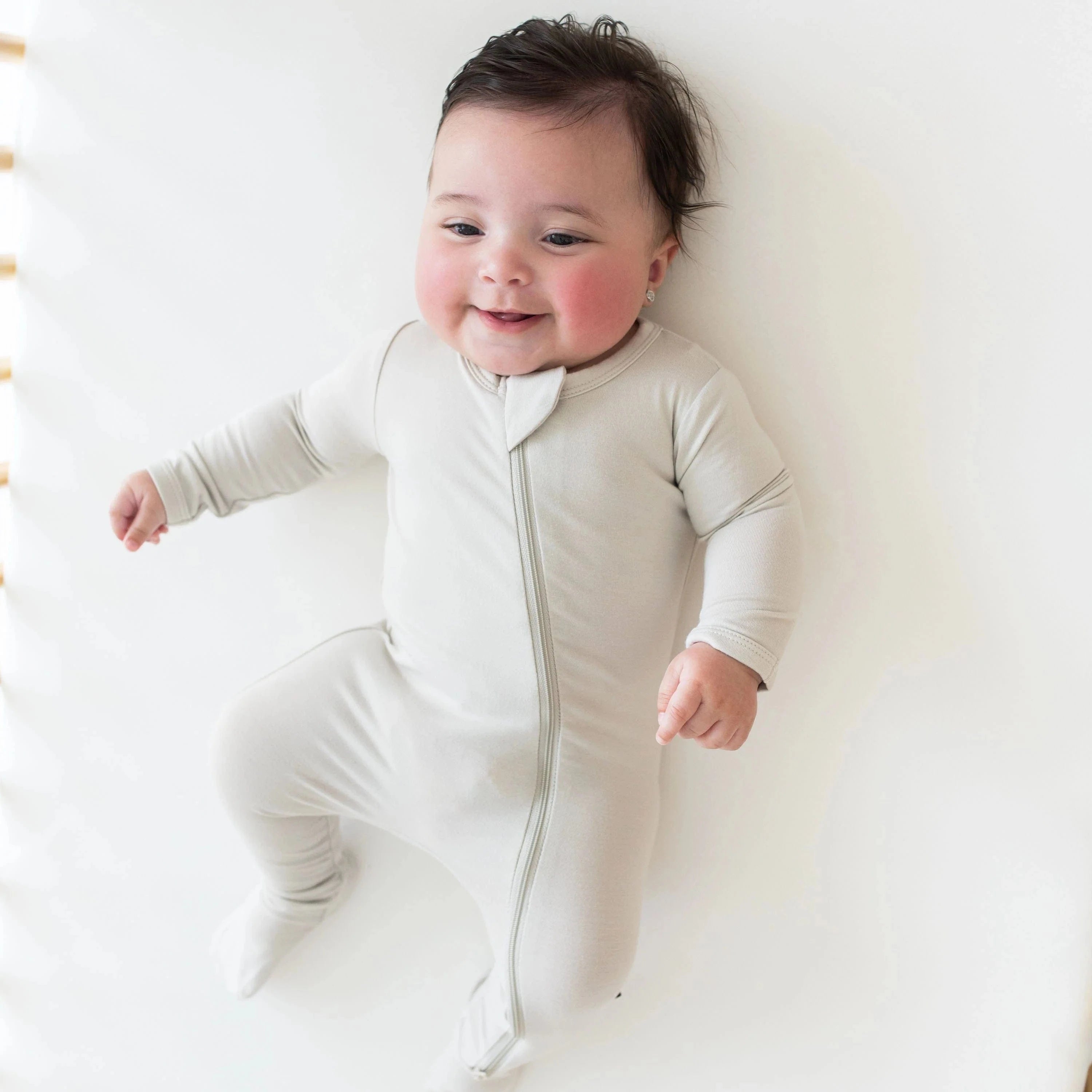 Zippered Footie in Oat Kyte Baby Lil Tulips