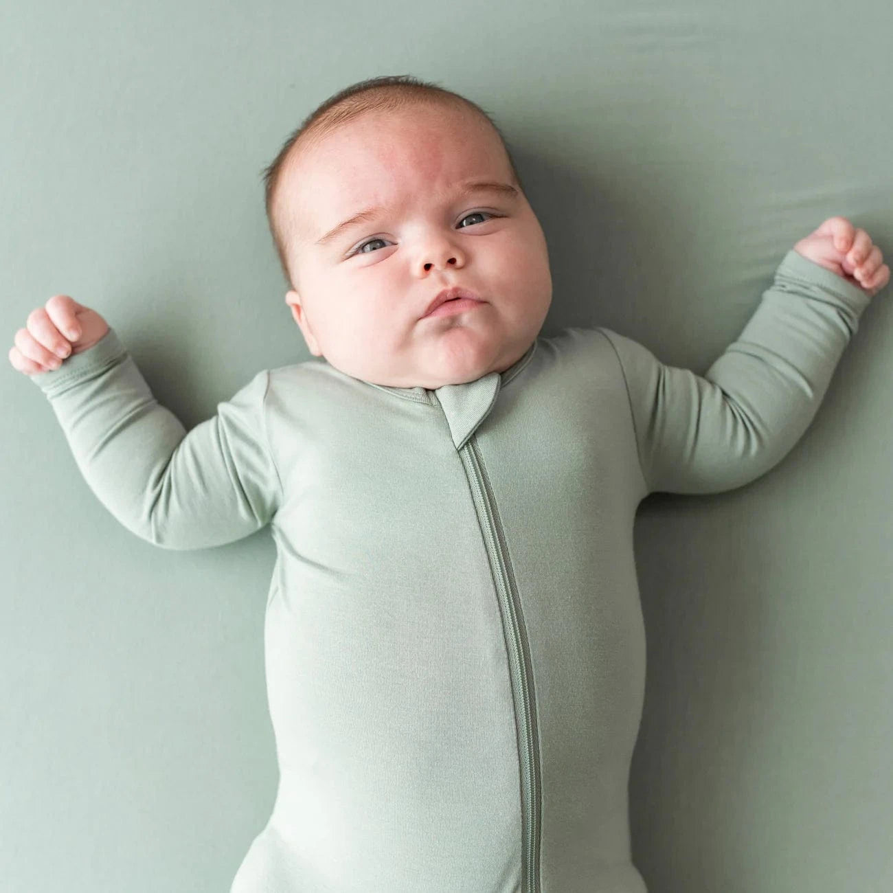 Zippered Footie in Thyme Kyte Baby Lil Tulips