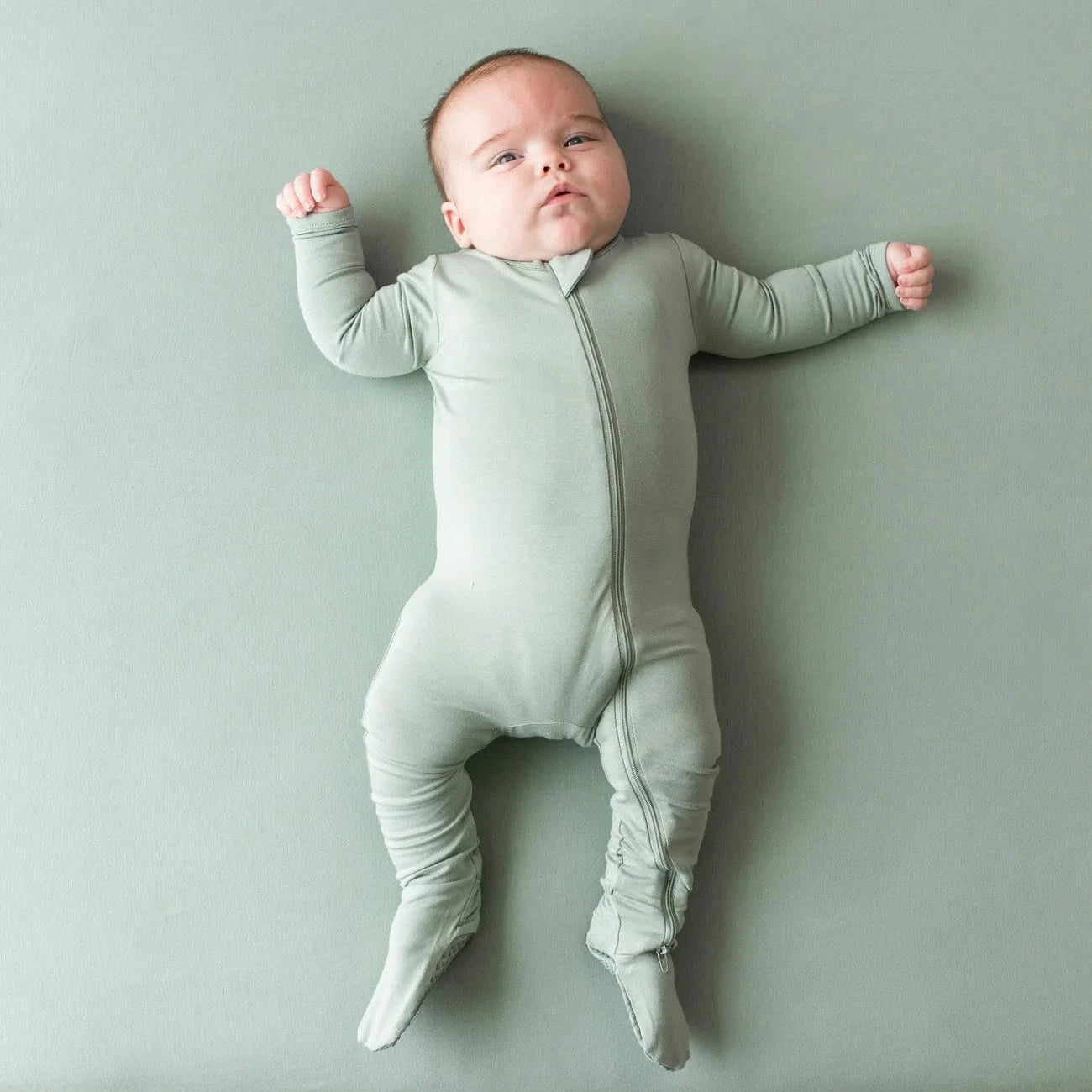 Zippered Footie in Thyme Kyte Baby Lil Tulips