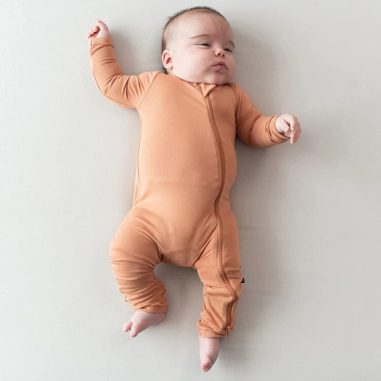 Zippered ROMPER in Apricot Kyte Baby Lil Tulips