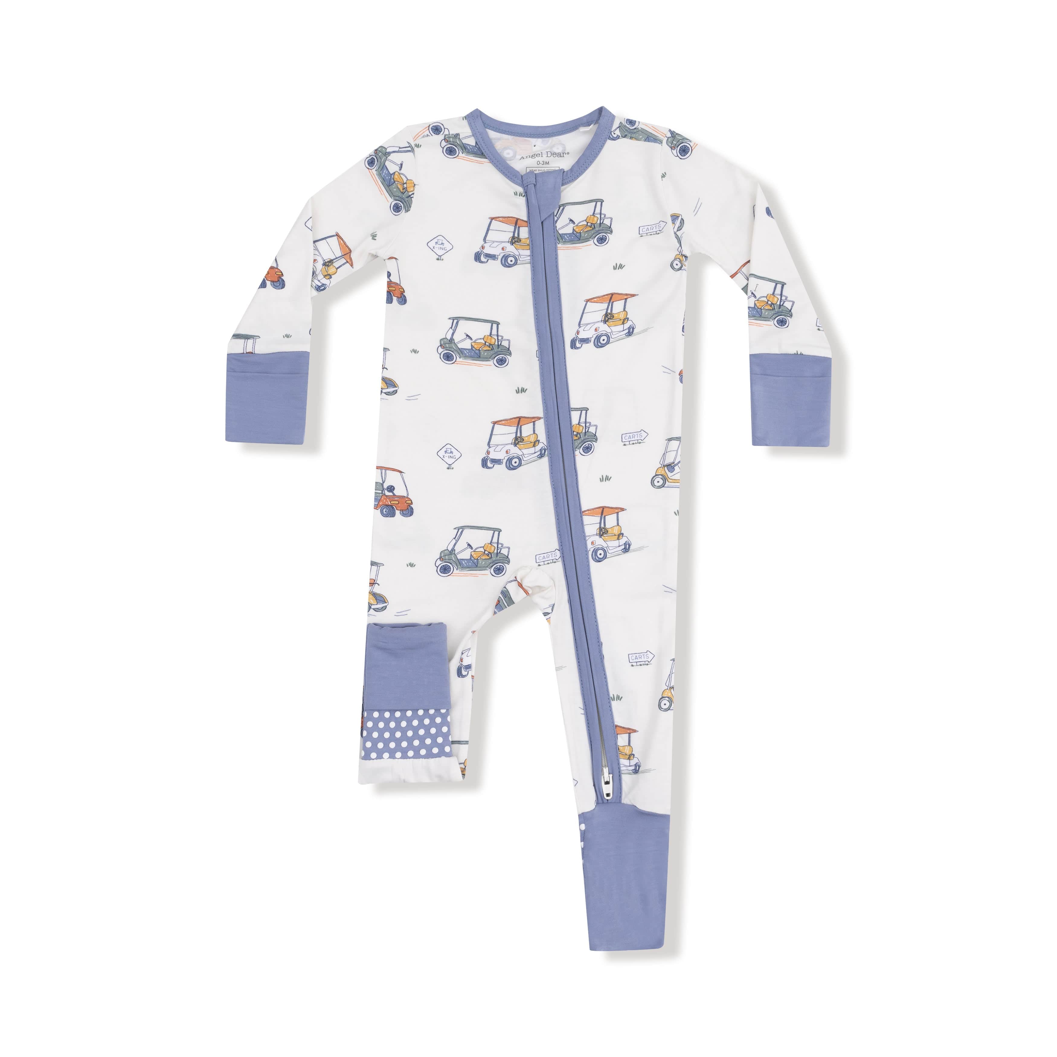 Zooming Golf Carts - 2 Way Zipper Romper Angel Dear Lil Tulips