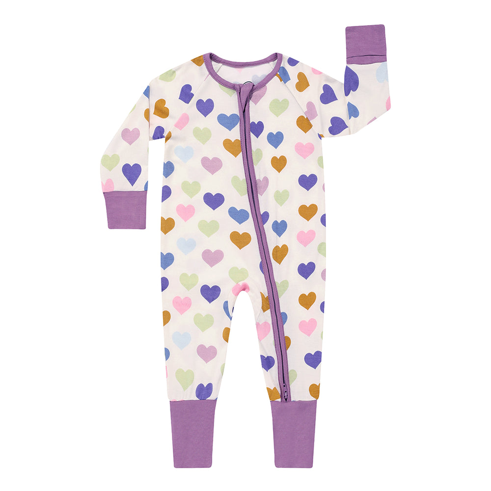 Purple Little Love Bamboo Baby Pajamas