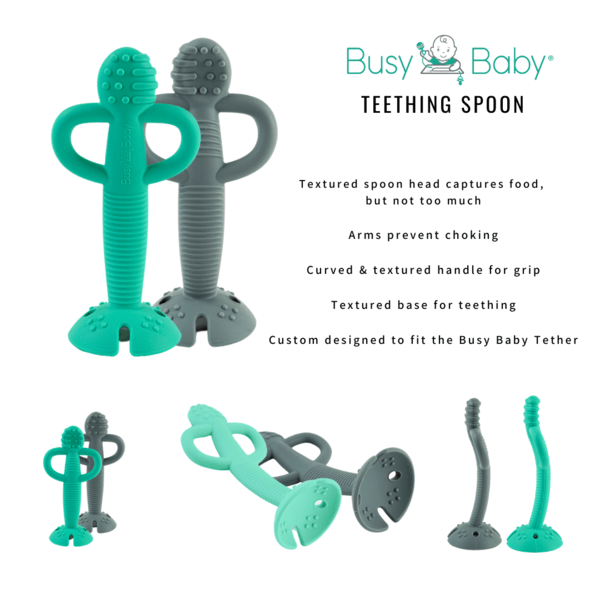 A Busy Baby Teether & Training Spoon - Pewter Busy Baby Lil Tulips