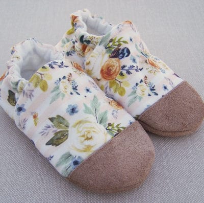 Coral Stripe Floral Organic Slippers Snow + Arrow Lil Tulips