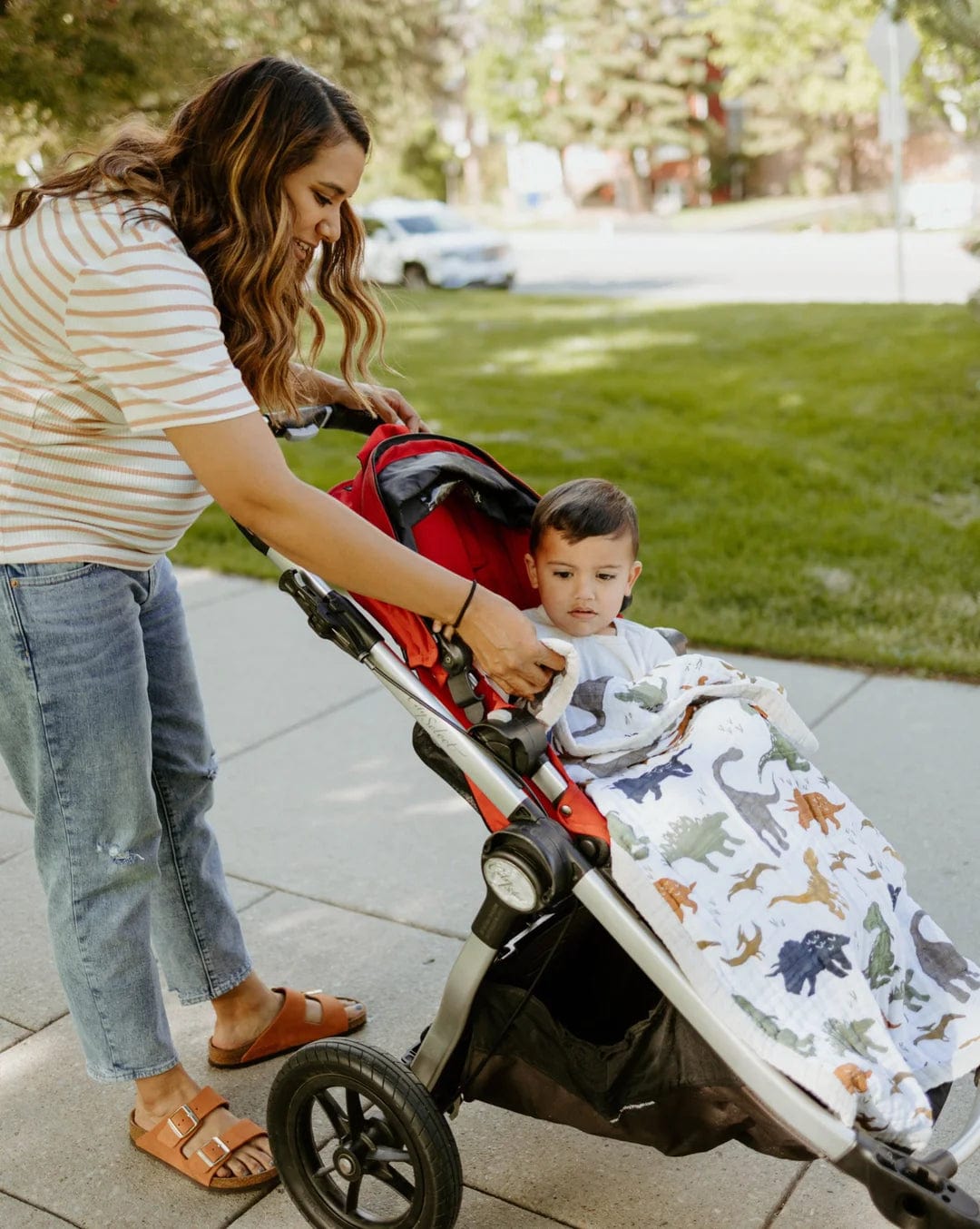 Cotton Muslin Baby Blanket - Dino Friends Little Unicorn Lil Tulips